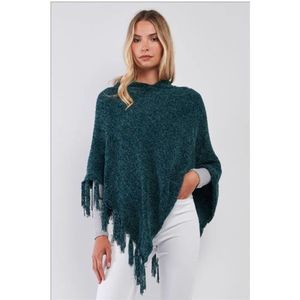 Pinklicious Green Chenille Knit Tassel Hooded Poncho /ONE SIZE